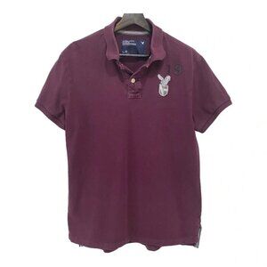 American Eagle Mens Vintage Classic Polo Shirt Burgundy Size M/L